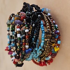 Lot of 6 Beautiful Beaded Stretchy Bracelets
